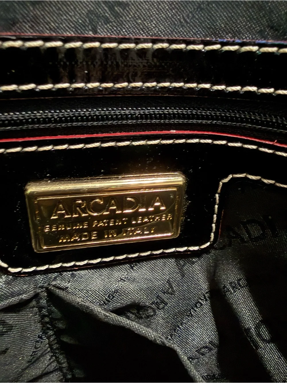 Black Arcadia Patent Leather Handbag